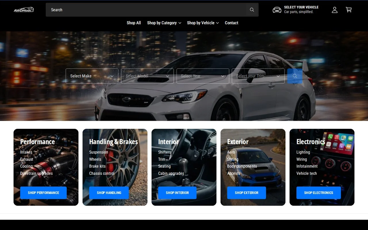 Open AWDMods: automotive aftermarket storefront