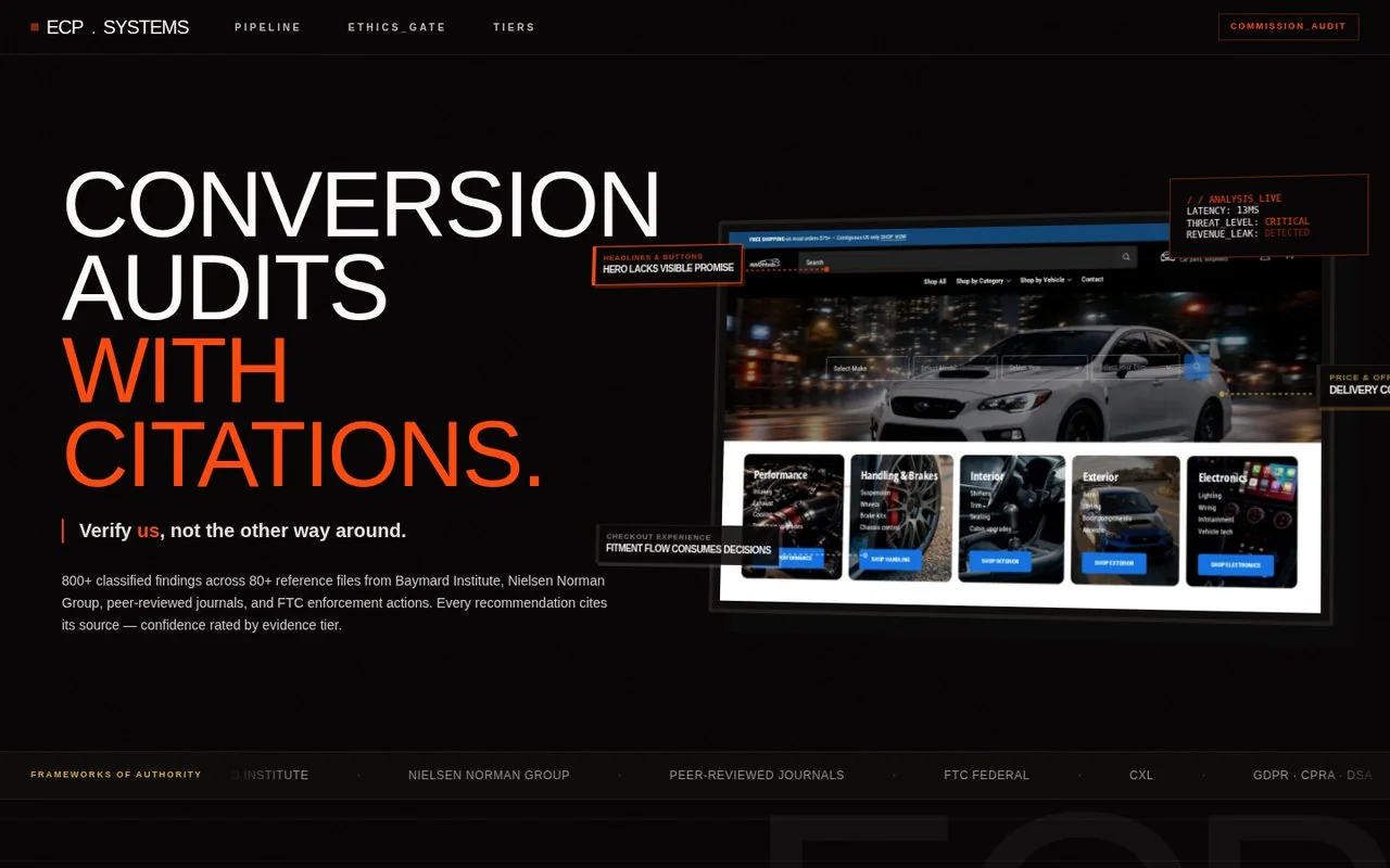 ECP conversion research and audit interface